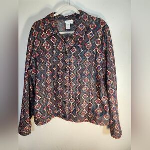 Coldwater Creek Multicolor Embroidered Jacket Sz XL